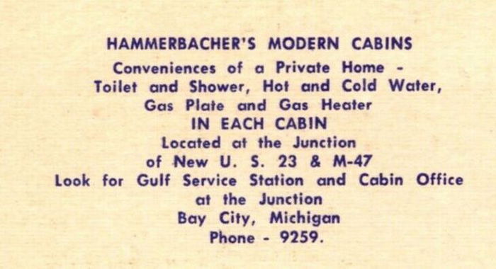 Pauls Motel of Bay City (Hammerbachers Motel) - Vintage Postcard Of Cabins